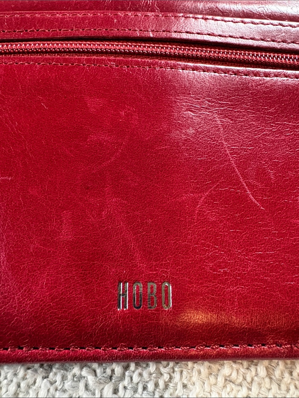 HOBO Red Leather Zip Card Case - Picture 2 of 4